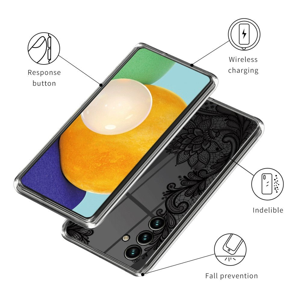 Samsung Galaxy A55 (5G) Fleksibel Plastik Mobil Cover - Gennemsigtig / Blomster