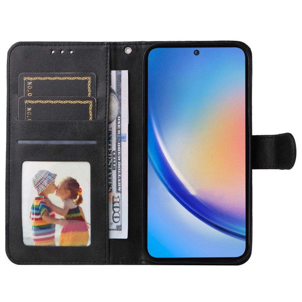 Samsung Galaxy A35 (5G) Kunstlæder Mobil Cover m. Pung og Strop - Sort
