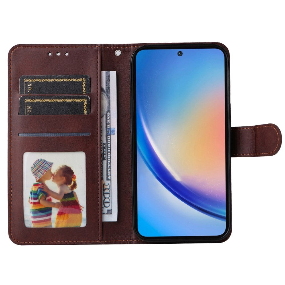 Samsung Galaxy A35 (5G) Kunstlæder Mobil Cover m. Pung og Strop - Brun