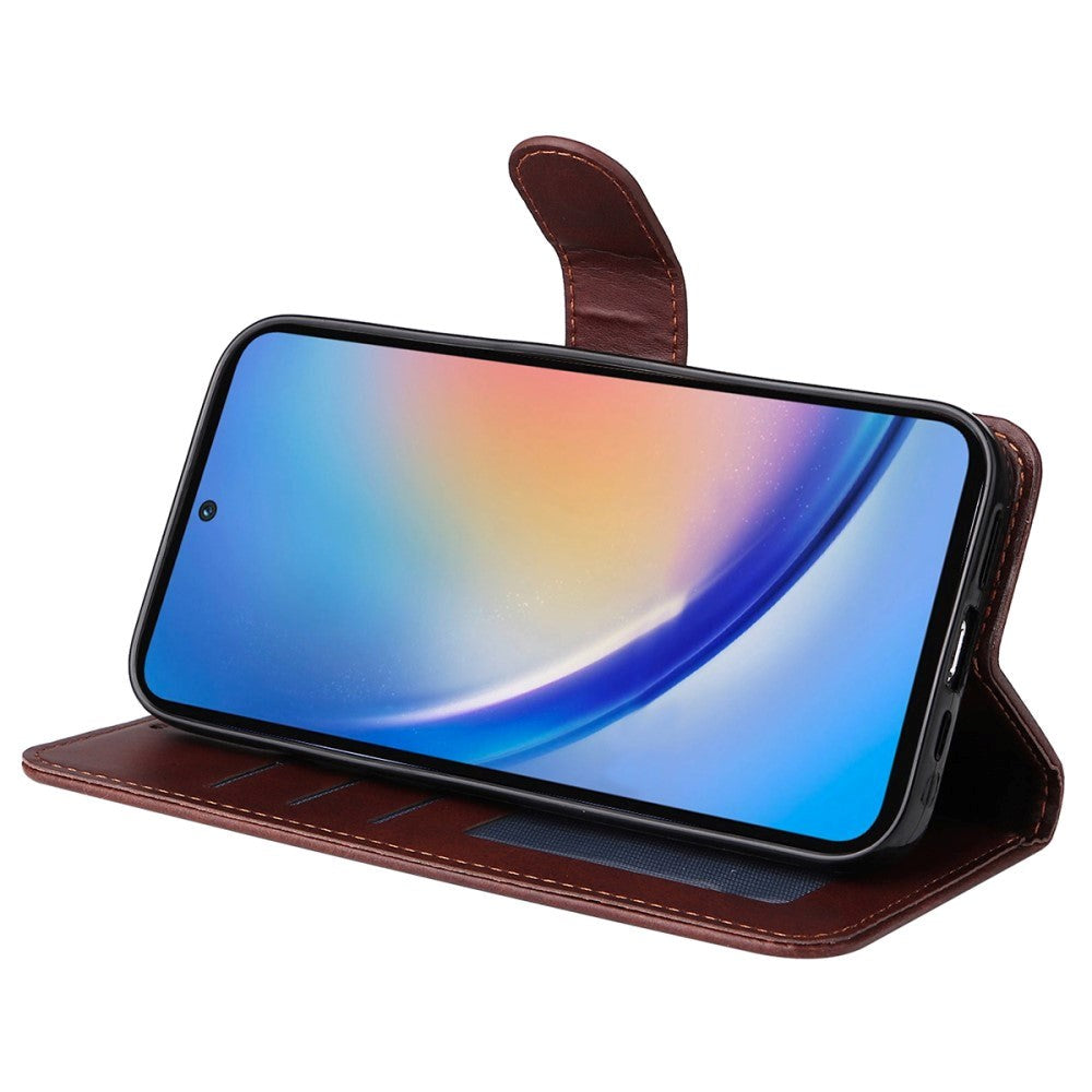 Samsung Galaxy A35 (5G) Kunstlæder Mobil Cover m. Pung og Strop - Brun