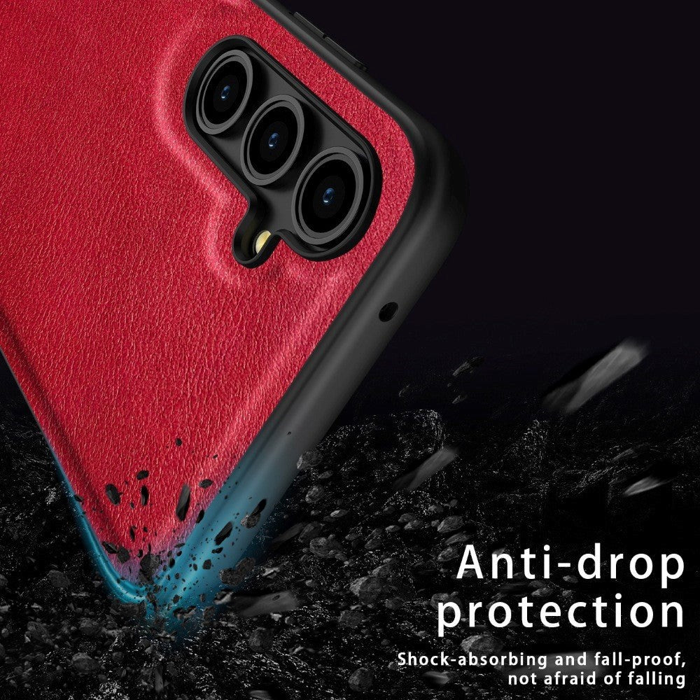 Samsung Galaxy A55 Læderbelagt Plastik Mobil Cover - Rød