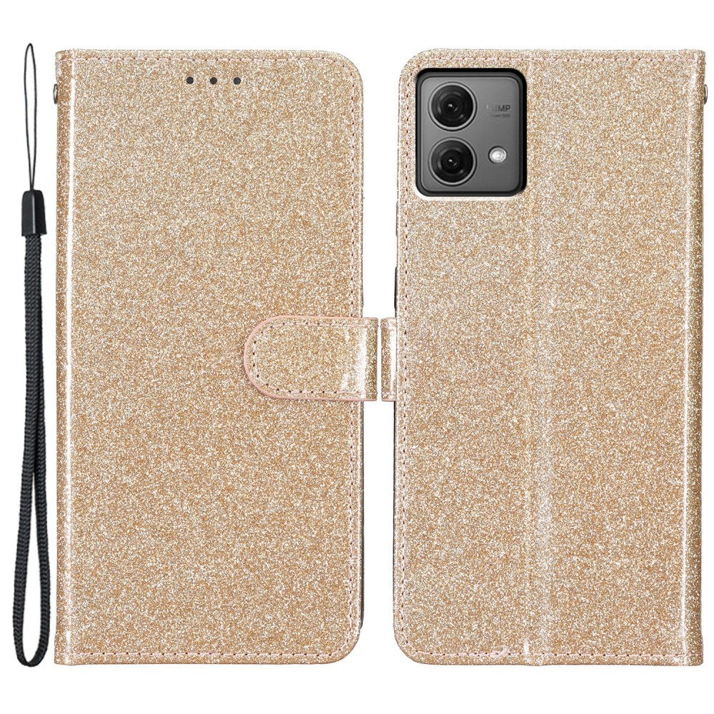 EIDERWOOD Motorola Moto G84 Læder Mobil Cover m. Pung & Strop - Glimmer - Guld