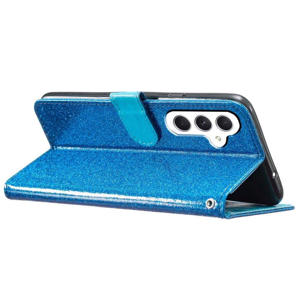 Samsung Galaxy A55 (5G) Læder Mobil Cover m. Pung & Strop - Glimmer - Blå