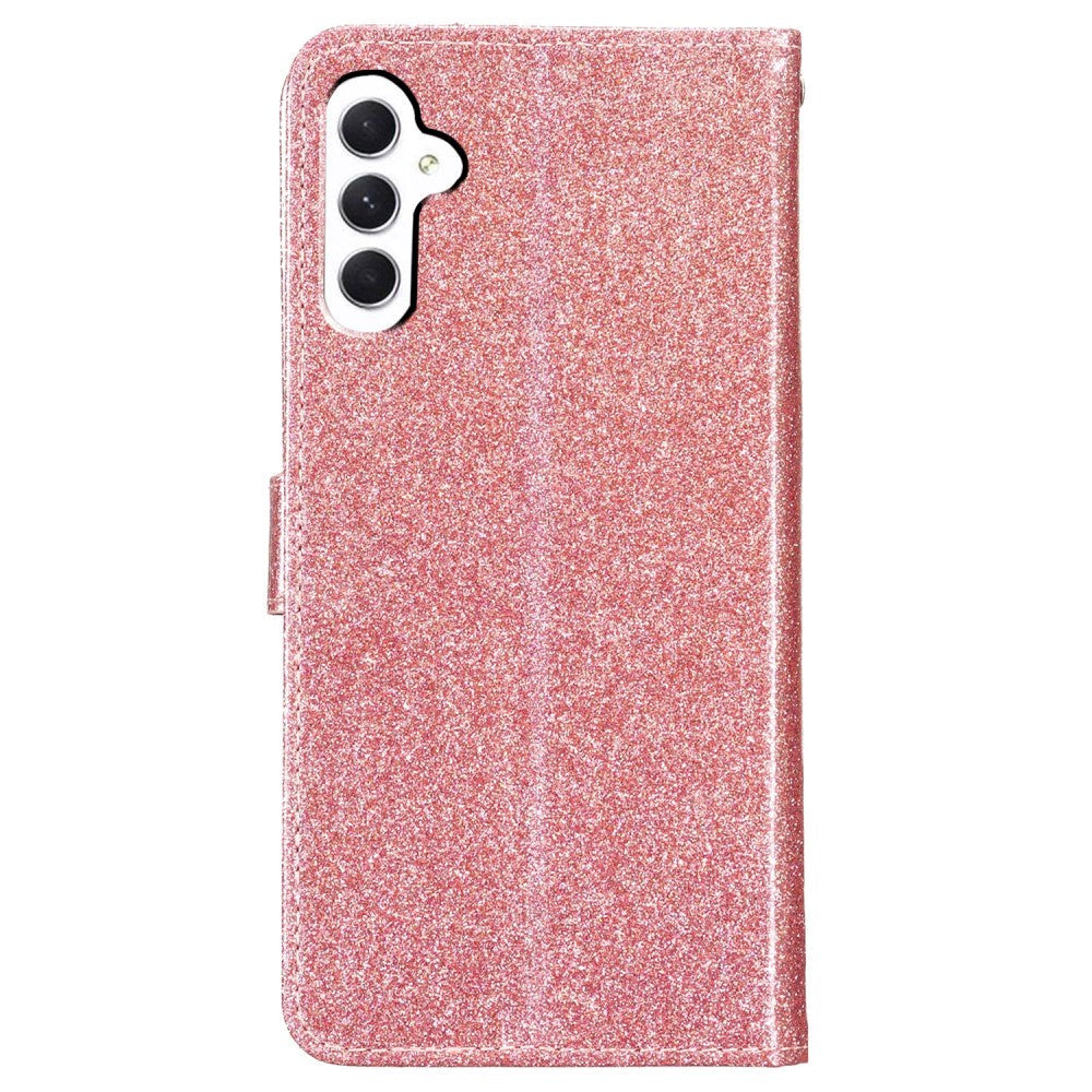 Samsung Galaxy A55 (5G) Læder Mobil Cover m. Pung & Strop - Glimmer - Rose Gold