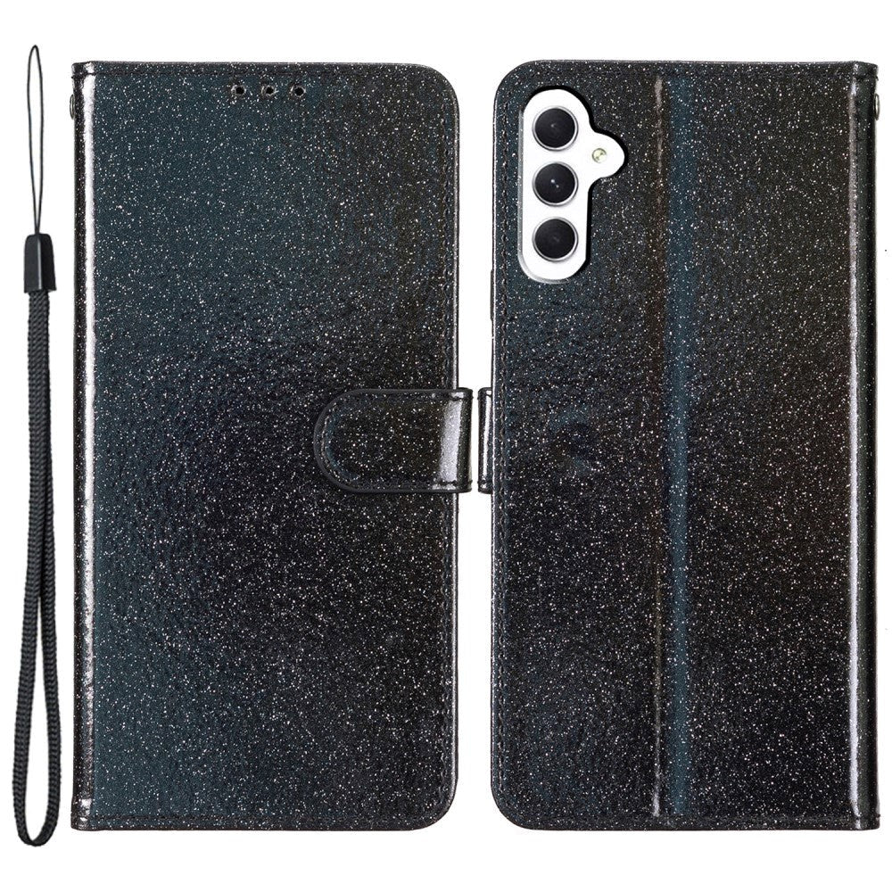 Samsung Galaxy A55 (5G) Læder Mobil Cover m. Pung & Strop - Glimmer - Sort