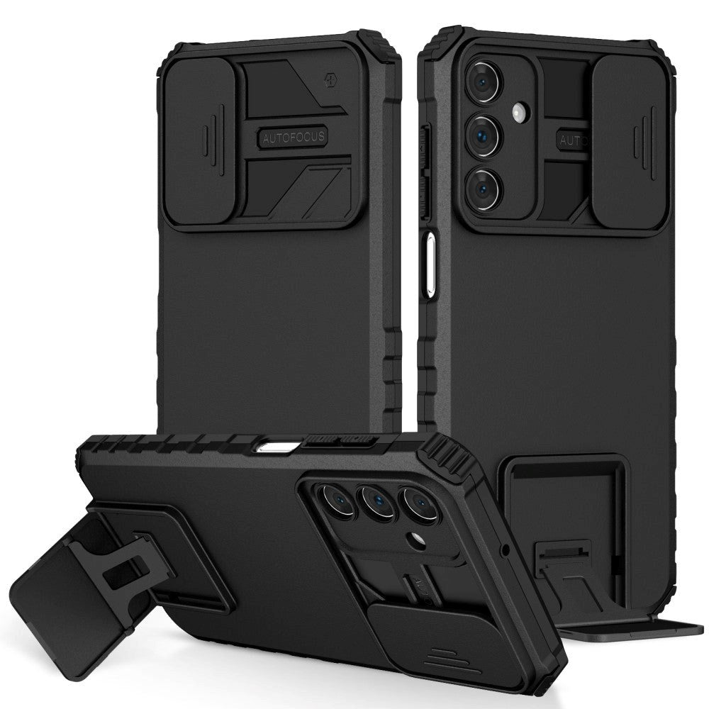 Samsung Galaxy A15 (5G) / A15 Håndværker Mobil Cover m. Kickstand & Cam Slider - Sort