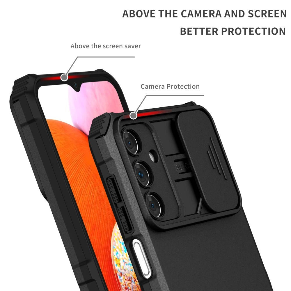 Samsung Galaxy A15 (5G) / A15 Håndværker Mobil Cover m. Kickstand & Cam Slider - Sort