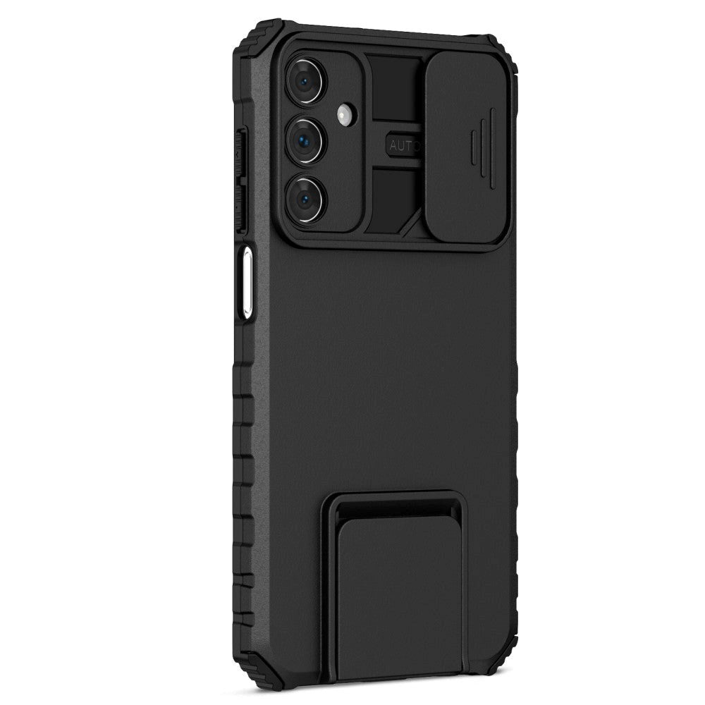 Samsung Galaxy A15 (5G) / A15 Håndværker Mobil Cover m. Kickstand & Cam Slider - Sort
