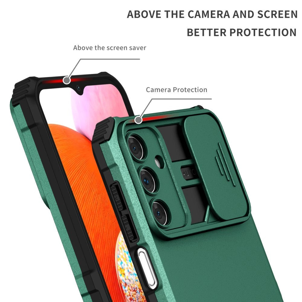 Samsung Galaxy A15 (5G) / A15 Håndværker Mobil Cover m. Kickstand & Cam Slider - Mørkegrøn