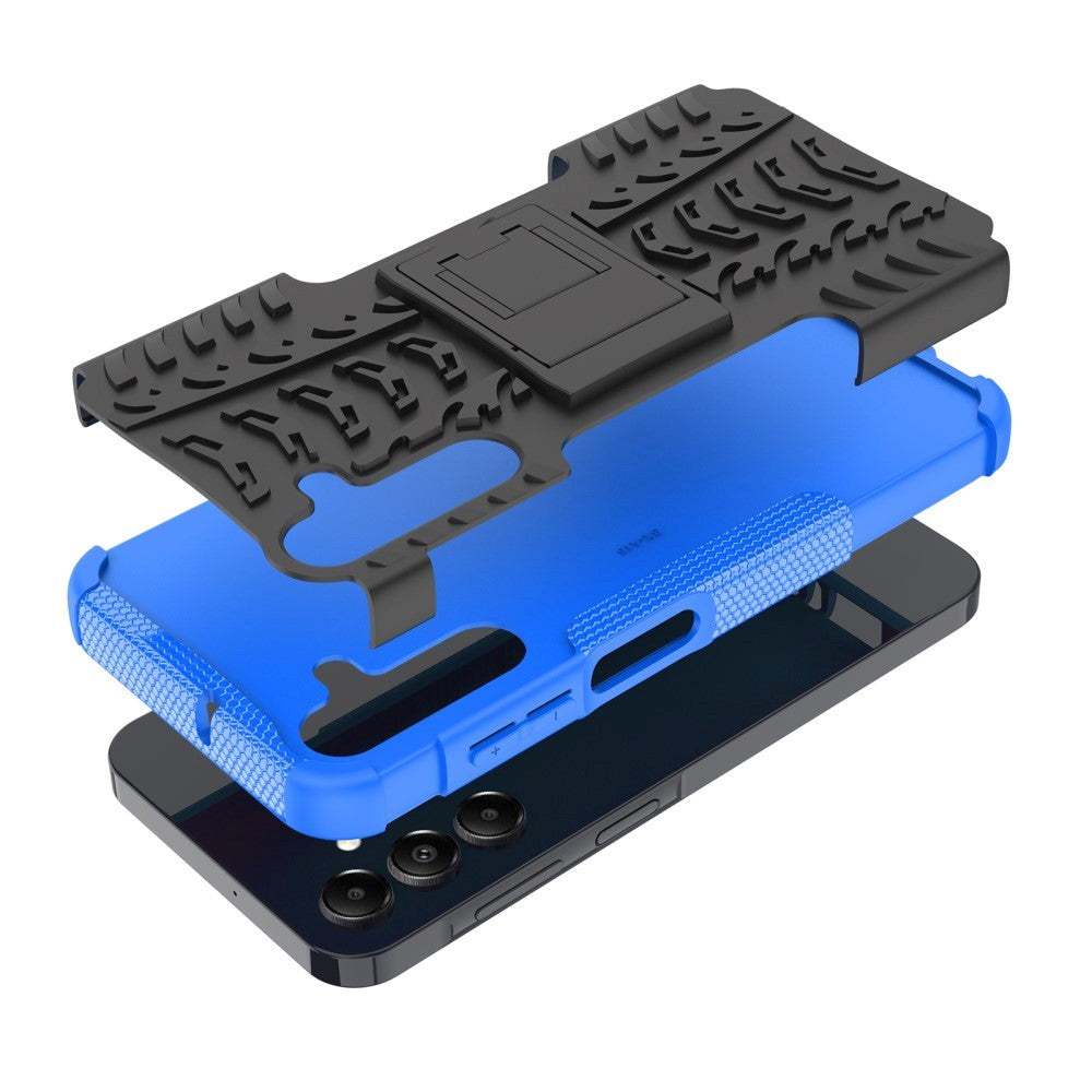 Samsung Galaxy A15 (5G) / A15 Cool Tyre Håndværker Mobil Cover m. Stander - Sort / Blå