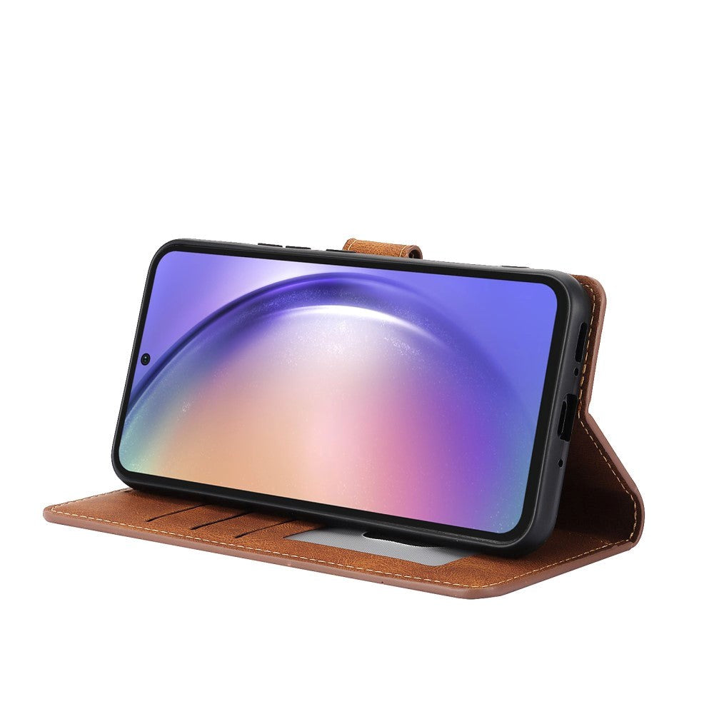 Samsung Galaxy A55 (5G) Læder Mobil Cover m. Pung og Strop - Brun