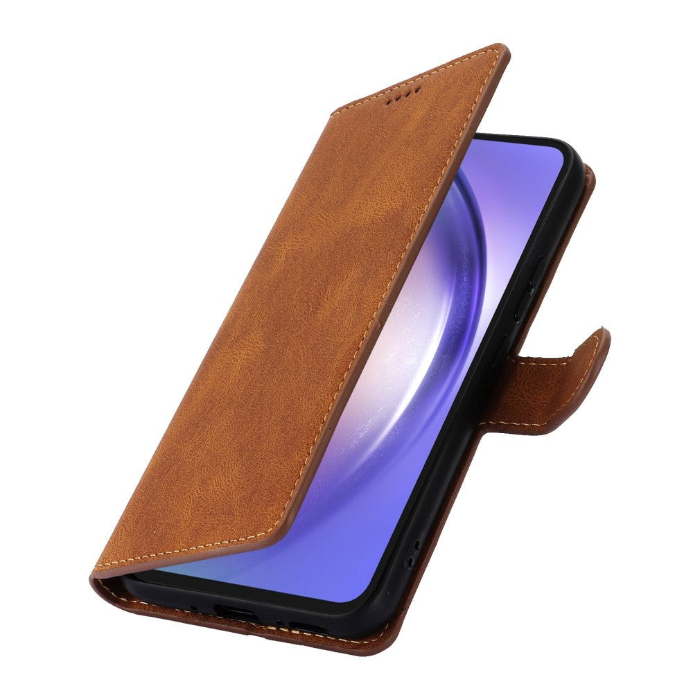 Samsung Galaxy A55 (5G) Læder Mobil Cover m. Pung og Strop - Brun