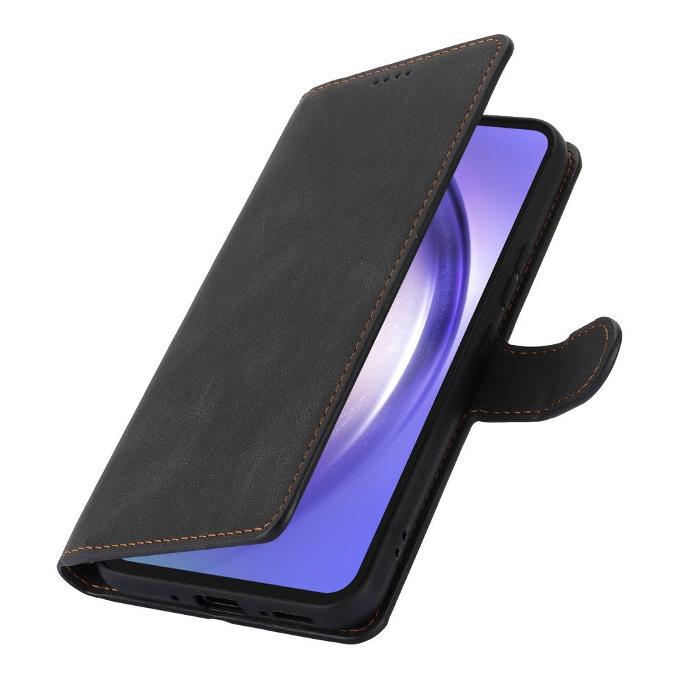 Samsung Galaxy A55 (5G) Læder Mobil Cover m. Pung og Strop - Sort