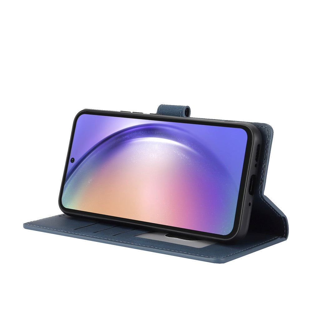 Samsung Galaxy A55 (5G) Læder Mobil Cover m. Pung og Strop - Blå