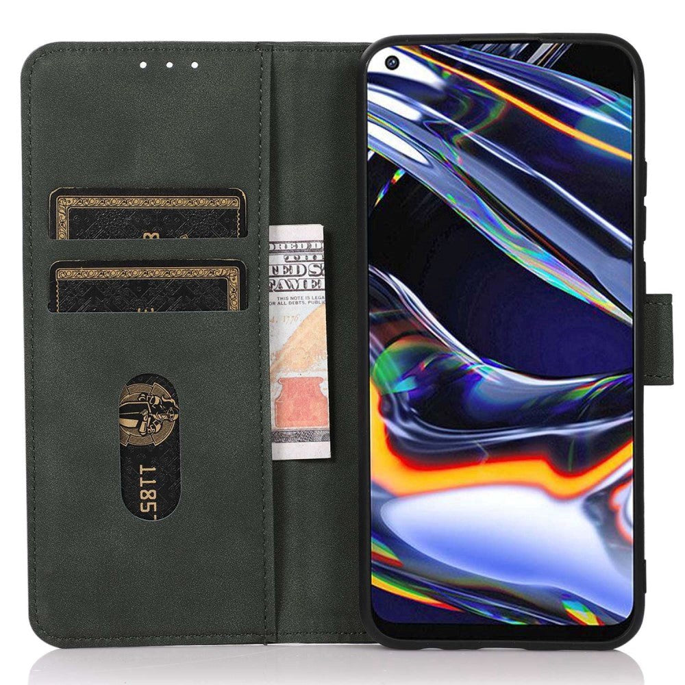 OnePlus 12 KHAZNEH Retro Læder Mobil Cover m. Pung - Grøn