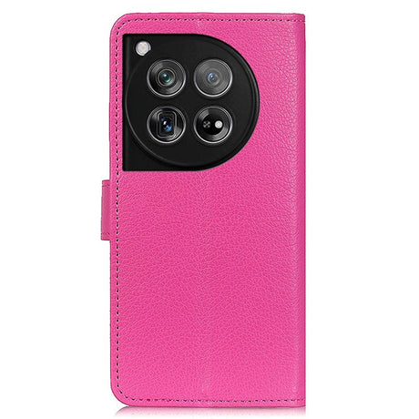 OnePlus 12 Litchi Læder Mobil Cover m. Pung - Pink