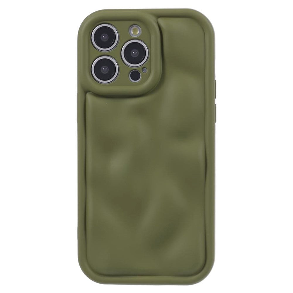 iPhone 15 Pro Fleksibelt Plastik Mobil Cover m. Bølget Udseende - Mat Grøn