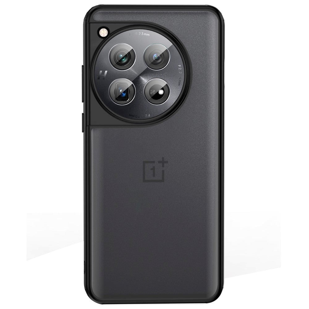 OnePlus 12 Hårdt Plastik Mobil Cover - Gennemsigtig / Sort Kant