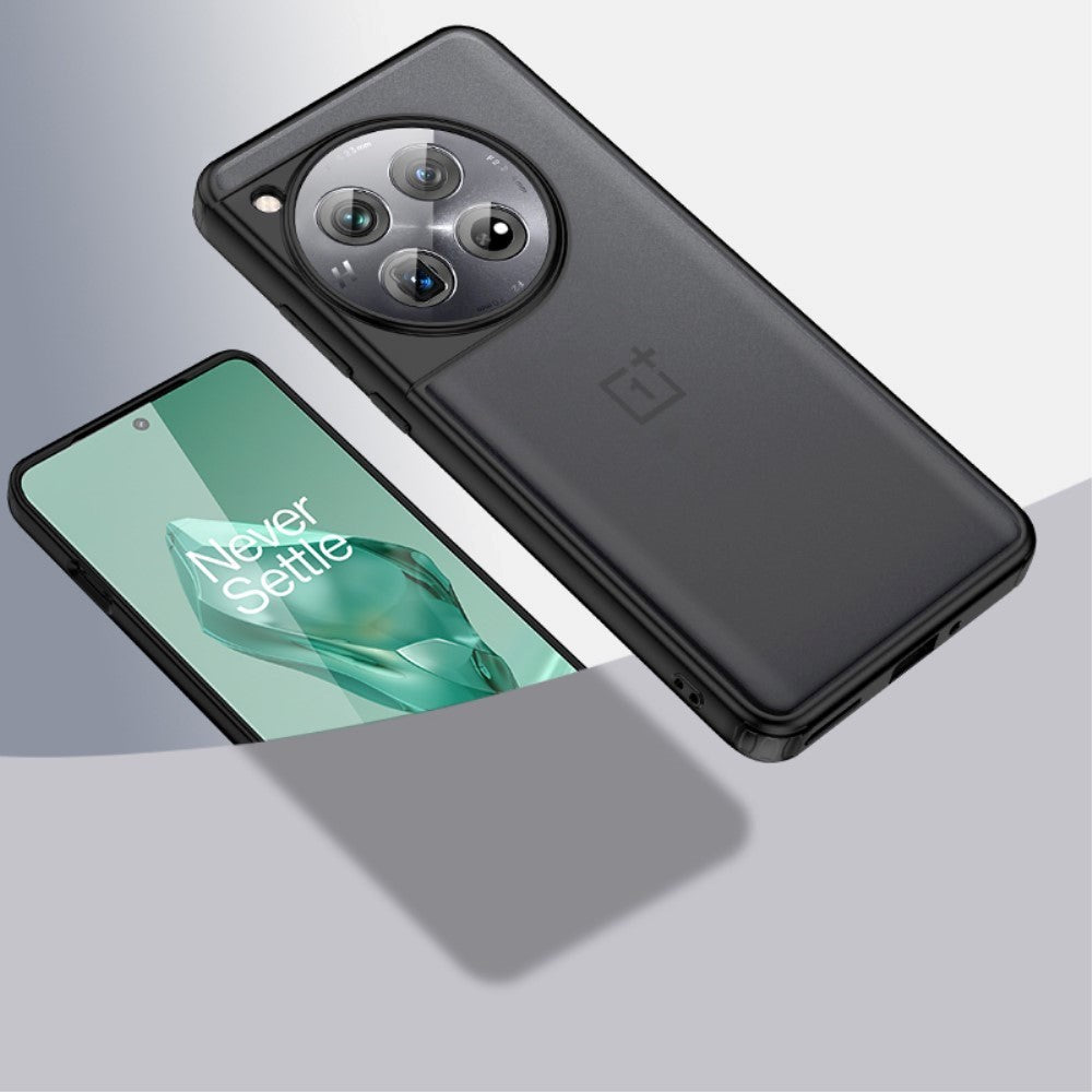 OnePlus 12 Hårdt Plastik Mobil Cover - Gennemsigtig / Sort Kant