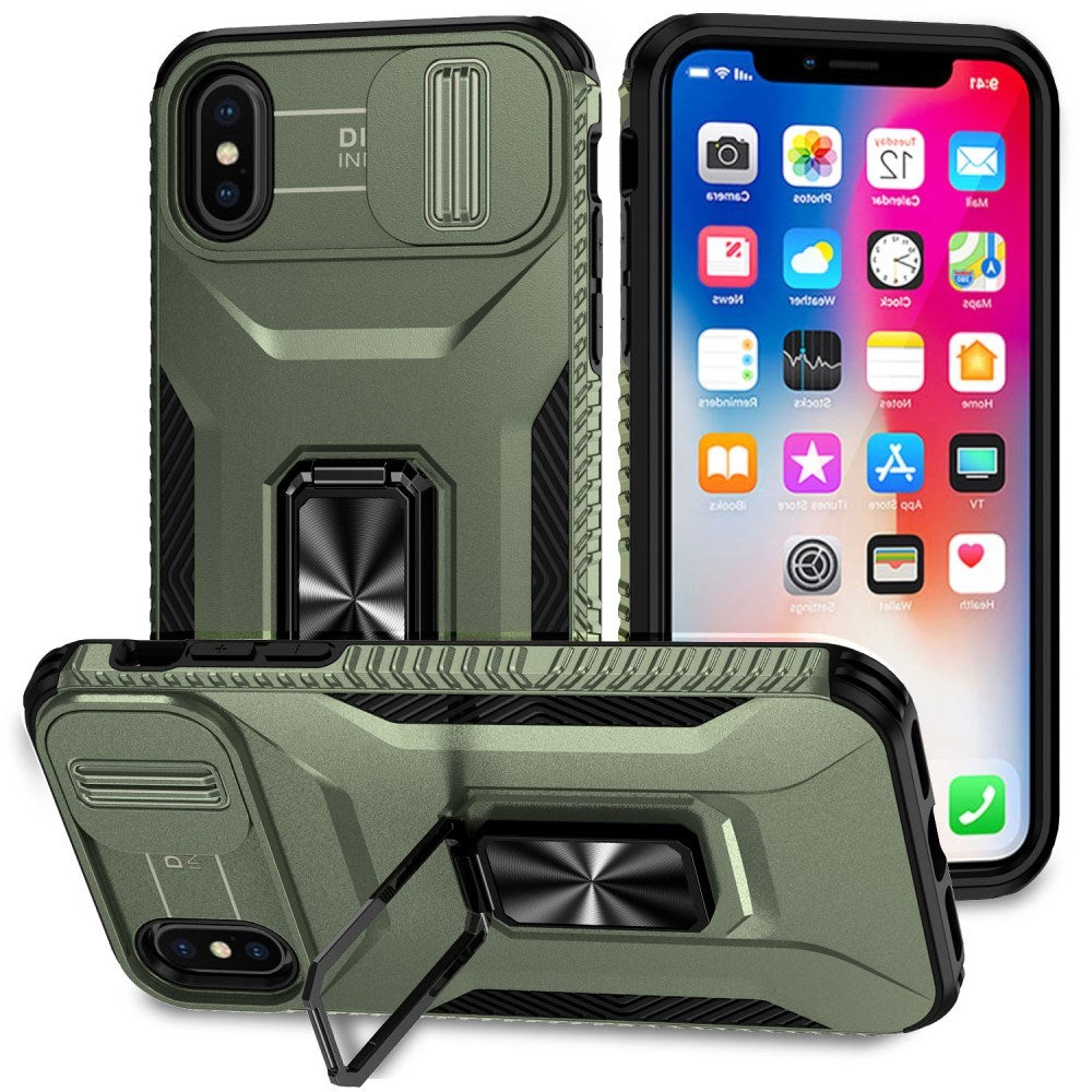 EIDERWOOD iPhone X / XS Håndværker Mobil Cover m. Magnetisk Kickstand & Cam Slider - Grøn