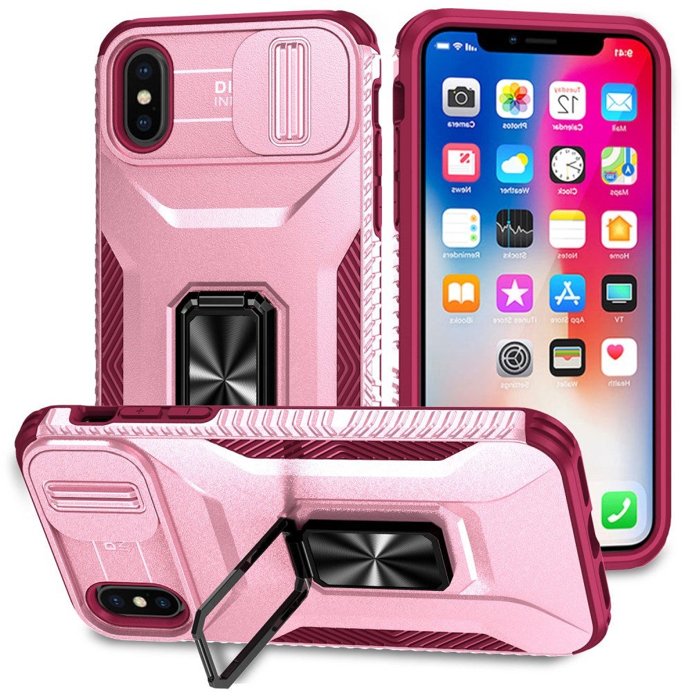 EIDERWOOD iPhone X / XS Håndværker Mobil Cover m. Magnetisk Kickstand & Cam Slider - Lyserød