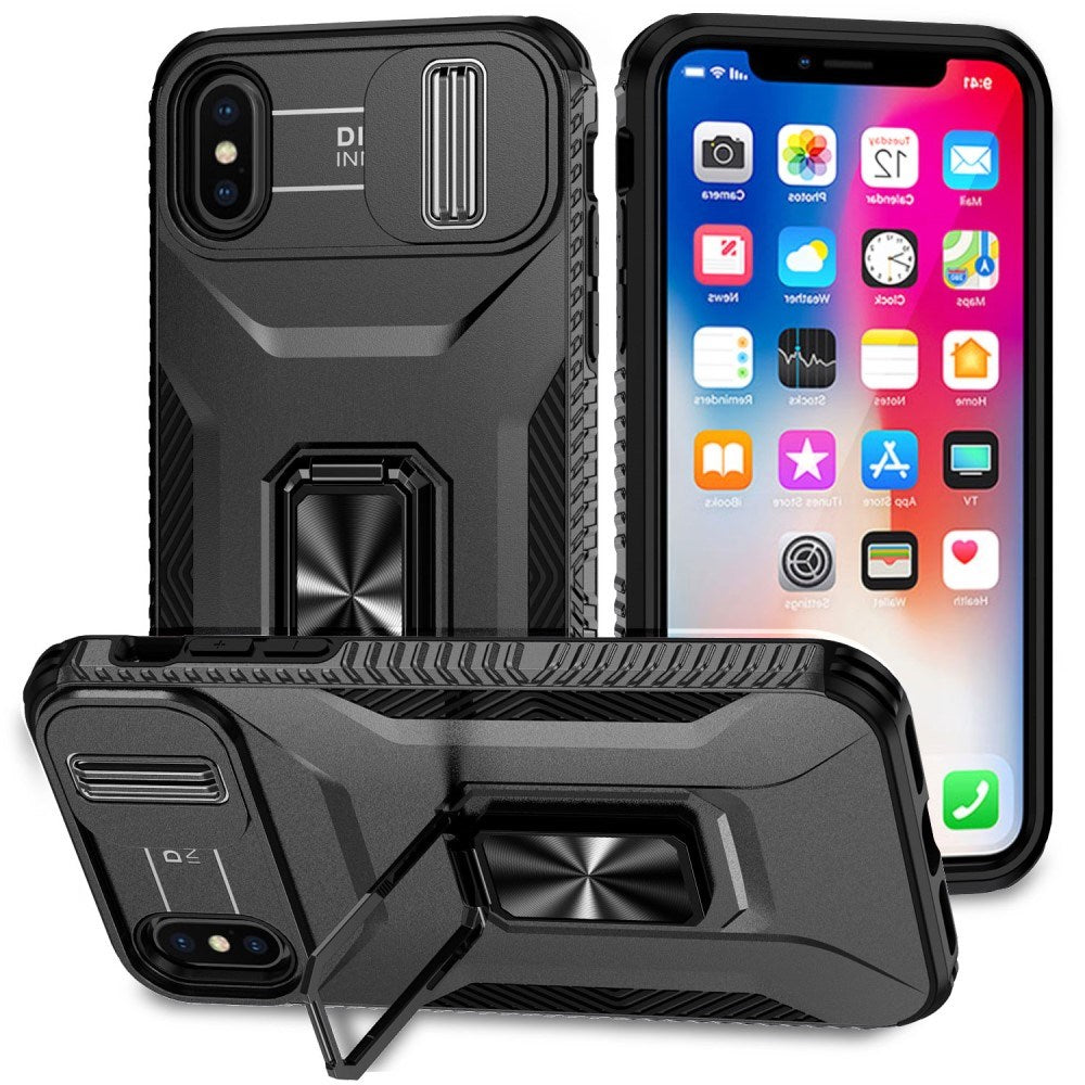 EIDERWOOD iPhone X / XS Håndværker Mobil Cover m. Magnetisk Kickstand & Cam Slider - Sort