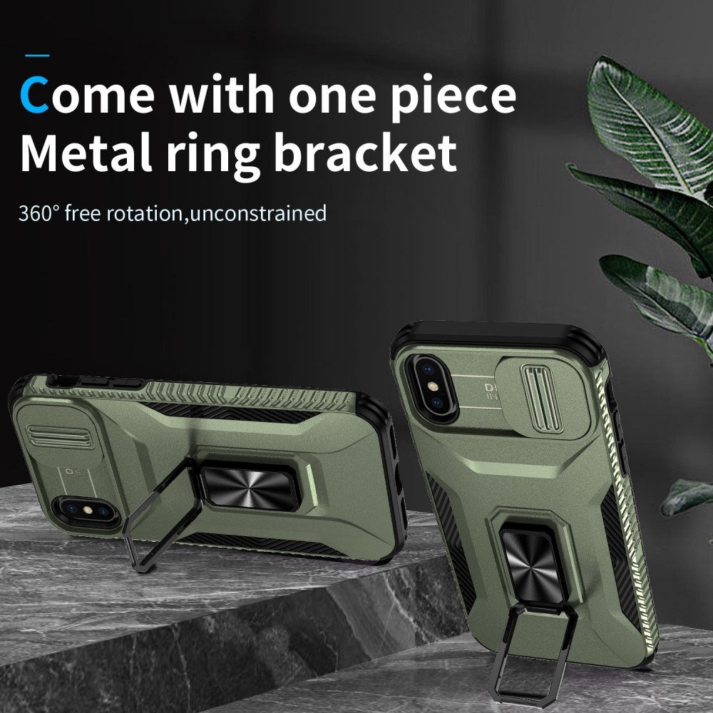 EIDERWOOD iPhone XS Max Håndværker Mobil Cover m. Magnetisk Kickstand & Cam Slider - Grøn