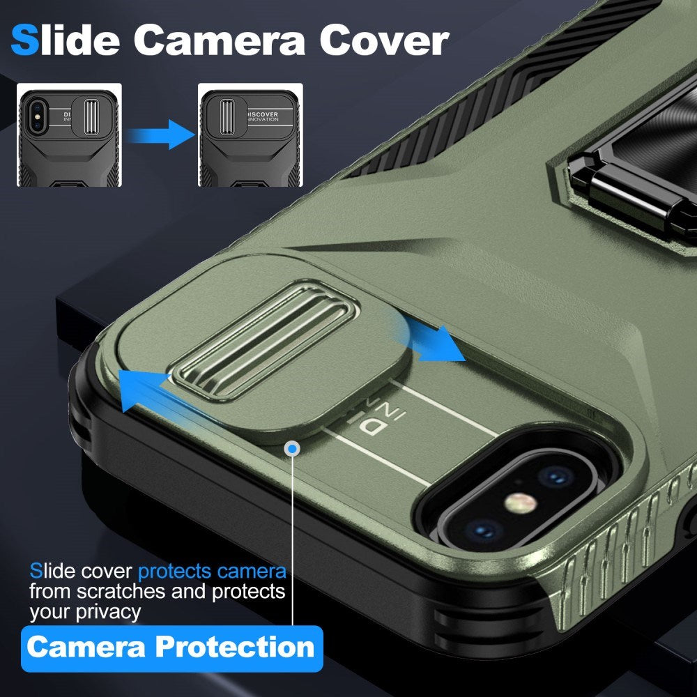 EIDERWOOD iPhone XS Max Håndværker Mobil Cover m. Magnetisk Kickstand & Cam Slider - Grøn