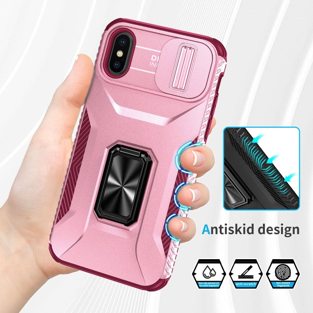 EIDERWOOD iPhone XS Max Håndværker Mobil Cover m. Magnetisk Kickstand & Cam Slider - Lyserød