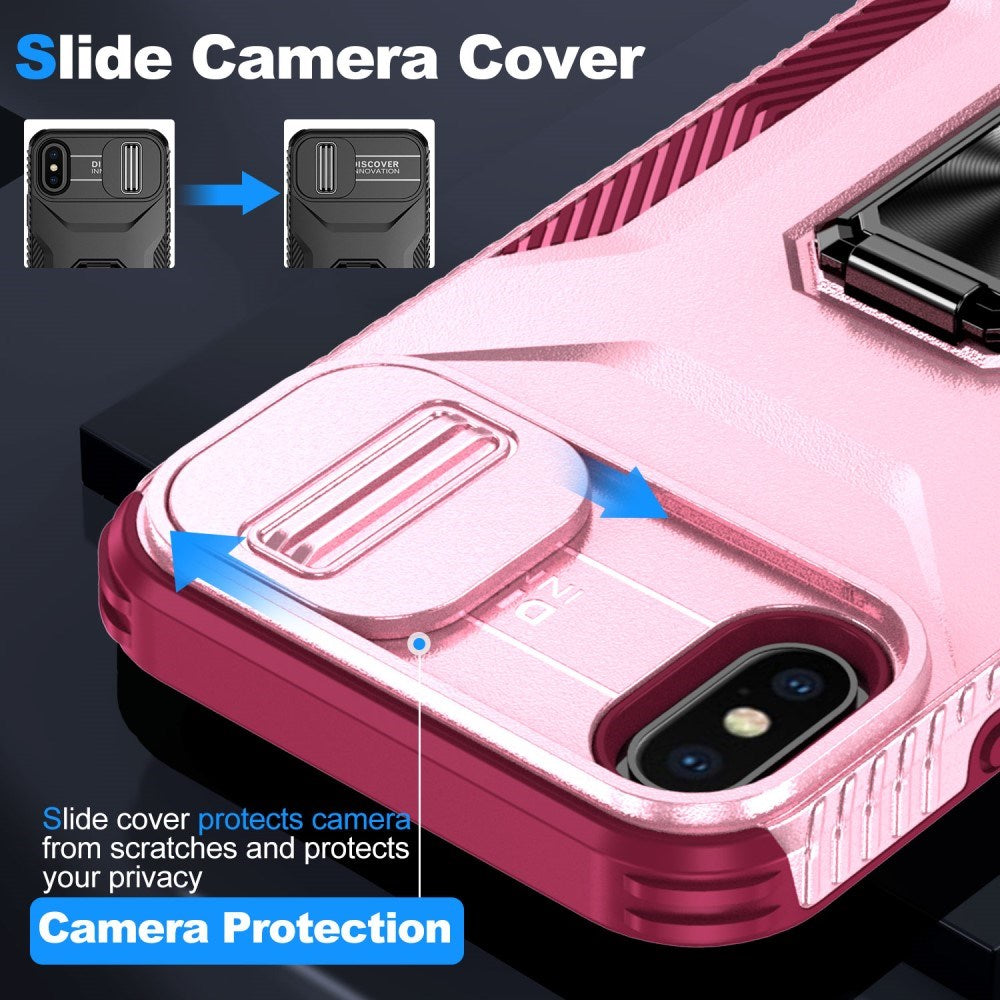 EIDERWOOD iPhone XS Max Håndværker Mobil Cover m. Magnetisk Kickstand & Cam Slider - Lyserød