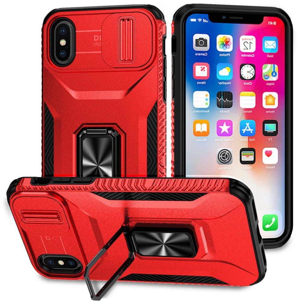 EIDERWOOD iPhone XS Max Håndværker Mobil Cover m. Magnetisk Kickstand & Cam Slider - Rød