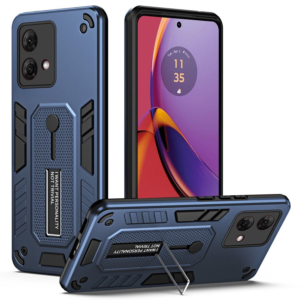 EIDERWOOD Motorola Moto G84 Håndværker Mobil Cover m. Fingerring & Kickstand - Blå