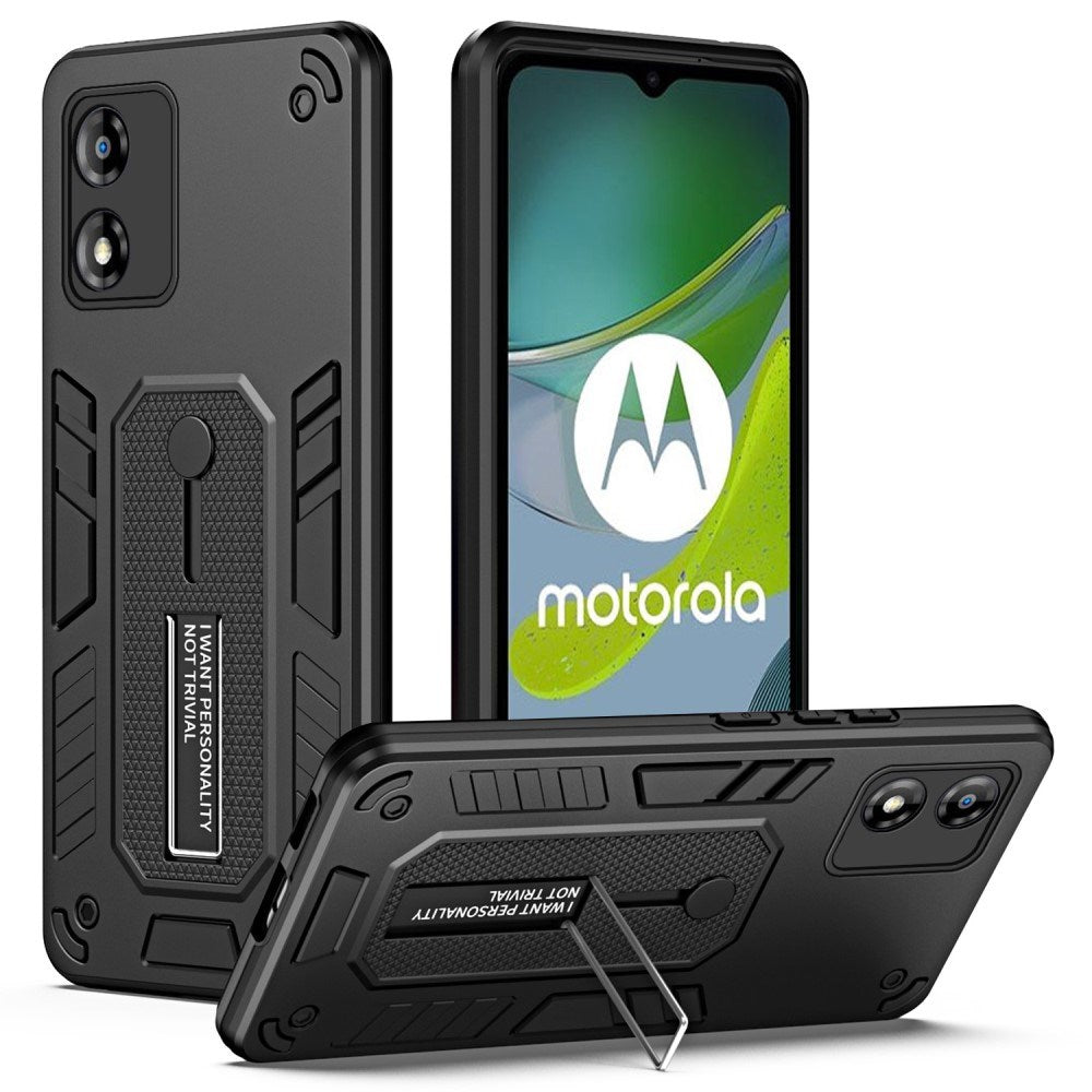 EIDERWOOD Motorola Moto E13 Håndværker Mobil Cover m. Fingerring & Kickstand - Sort