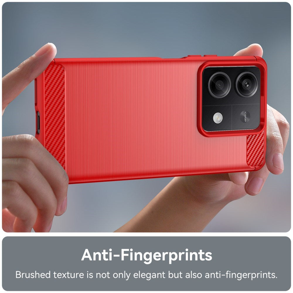 Xiaomi Redmi Note 13 (5G) Brushed Carbon Mobil Cover - Rød