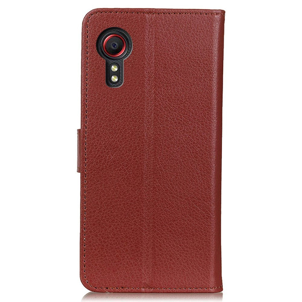 Samsung Galaxy Xcover 7 Læder Mobil Flip Cover m. Kortholdere - Brun