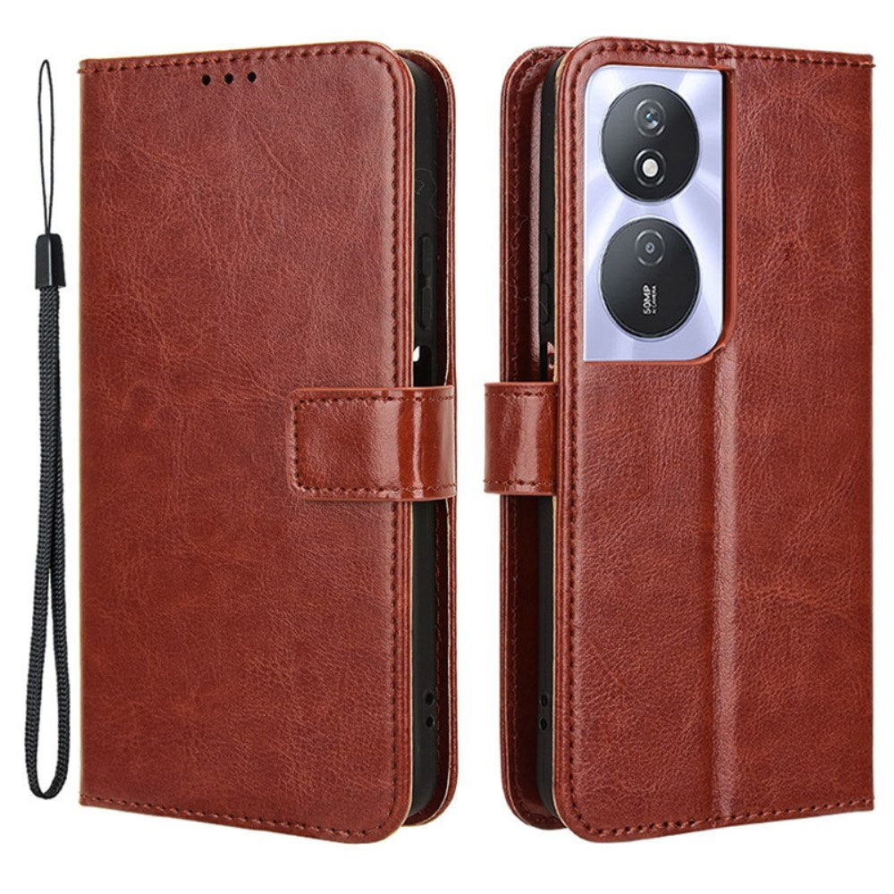 EIDERWOOD - Honor X7b / 90 Smart - Kunstlæder Flip Cover m. Strop - Brun