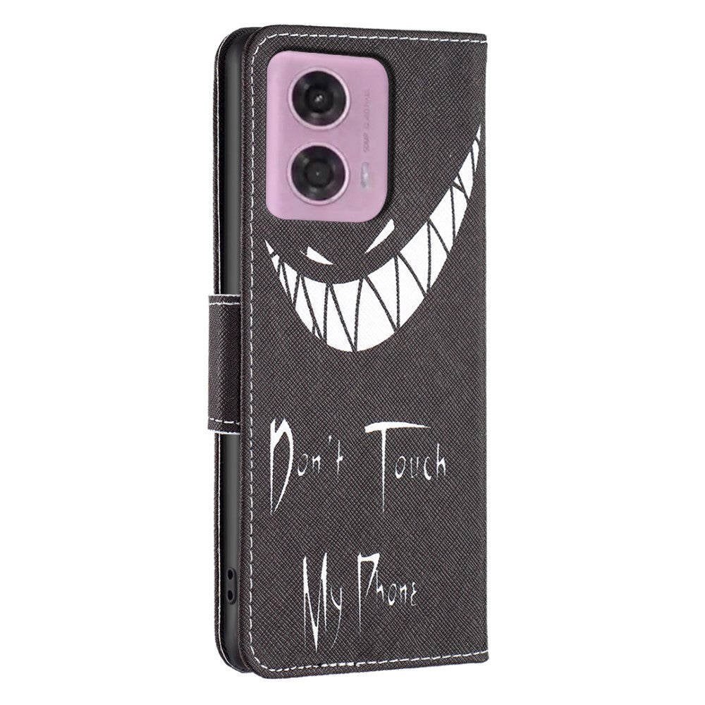 Motorola Moto G24 Læder Mobil Cover m. Pung & Print - "Don't Touch My Phone"