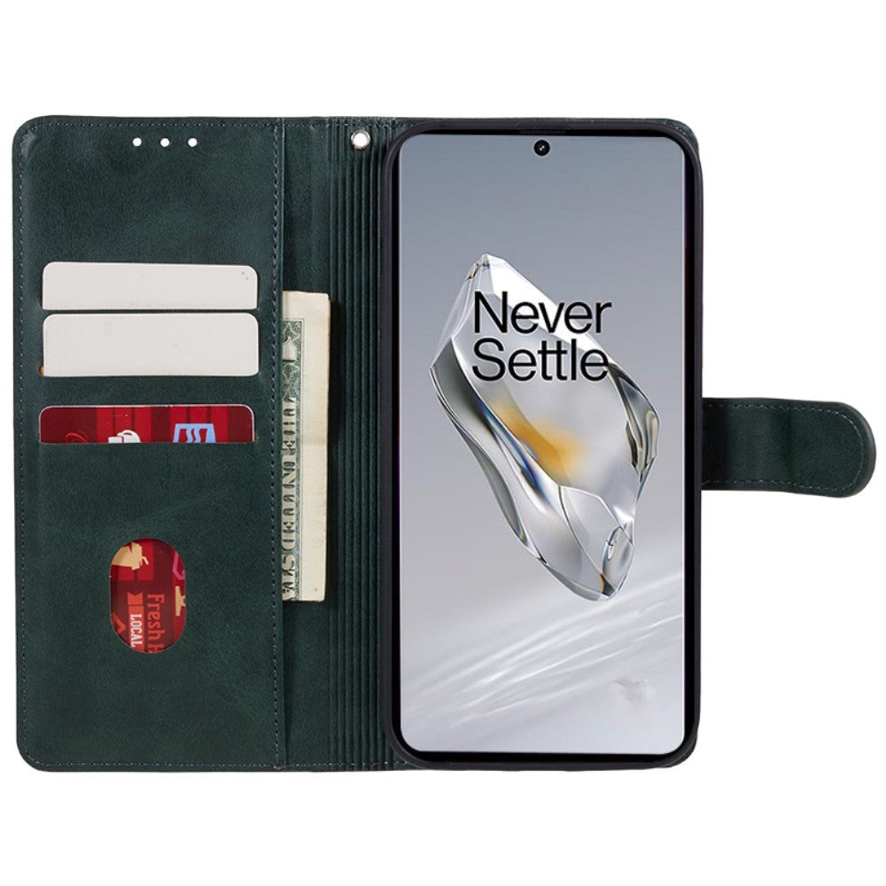 OnePlus 12R Læder Mobil Cover m. Pung - Grøn