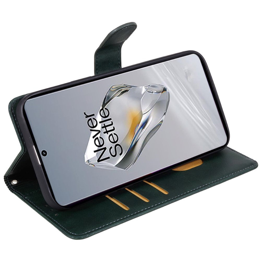 OnePlus 12R Læder Mobil Cover m. Pung - Grøn
