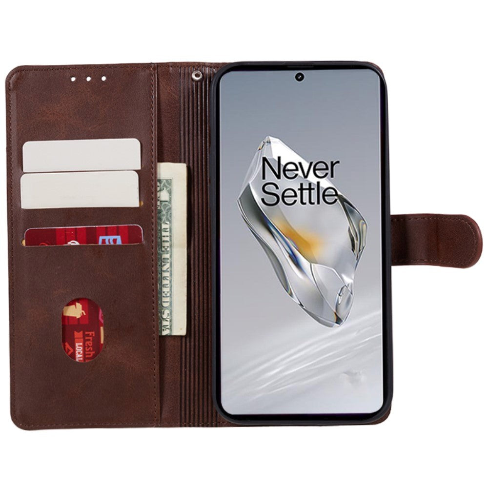 OnePlus 12R Læder Mobil Cover m. Pung - Mørkebrun