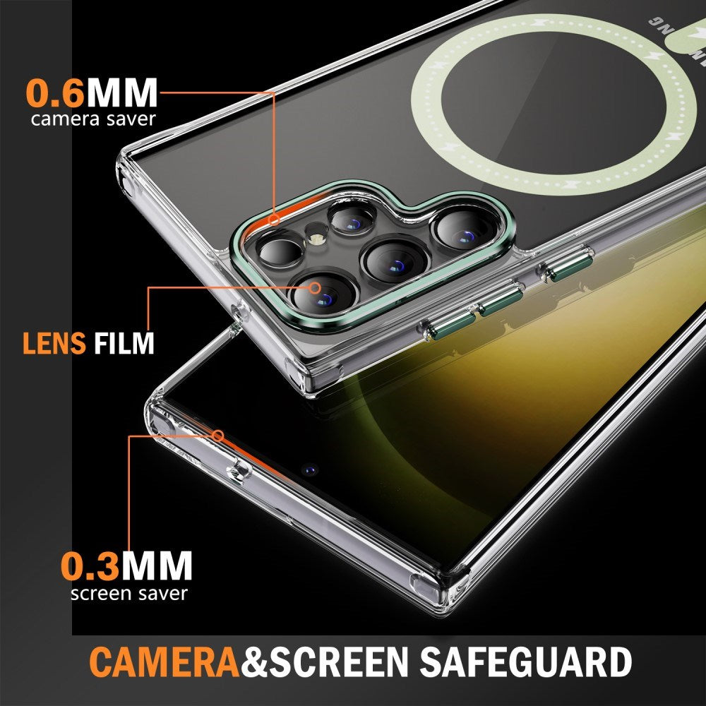 EIDERWOOD Samsung Galaxy S23 Ultra Hybrid Plastik Mobil Cover - MagSafe Kompatibel - Gennemsigtig / Grøn