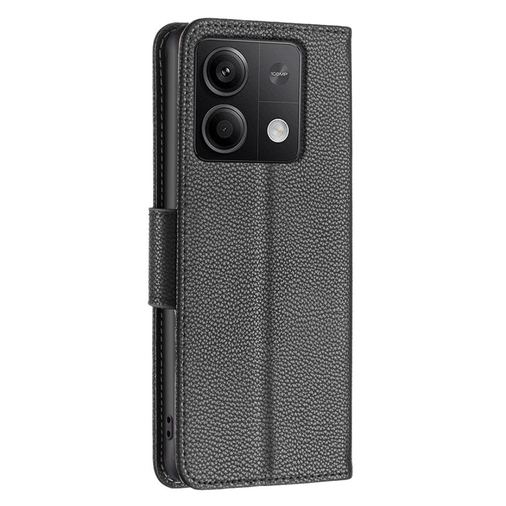 EIDERWOOD Xiaomi Redmi Note 13 (5G) Litchi Læder Mobil Cover m. Pung & Strop - Sort