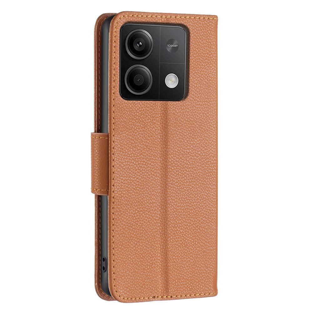 EIDERWOOD Xiaomi Redmi Note 13 (5G) Litchi Læder Mobil Cover m. Pung & Strop - Brun