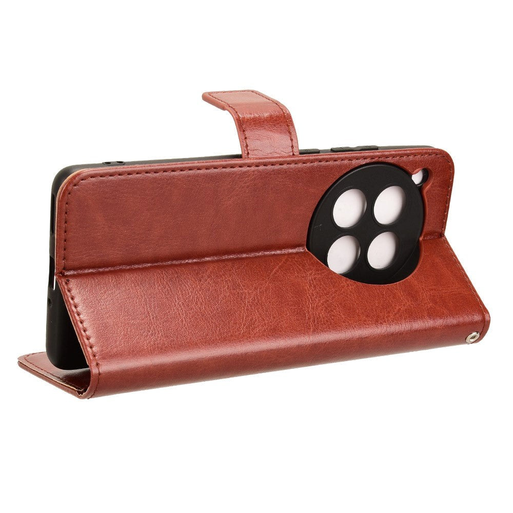 EIDERWOOD OnePlus 12R Blankt Læder Mobil Cover m. Pung & Strop - Brun