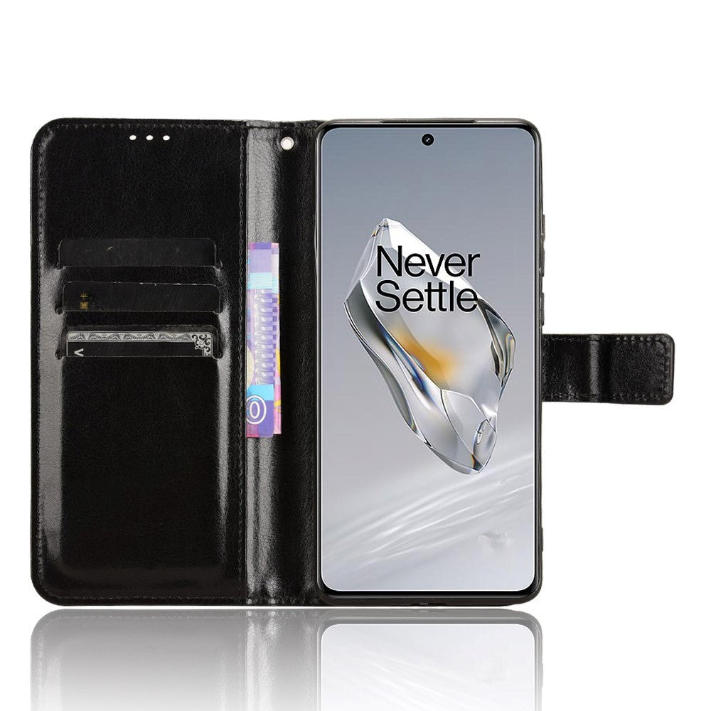 EIDERWOOD OnePlus 12R Blankt Læder Mobil Cover m. Pung & Strop - Sort