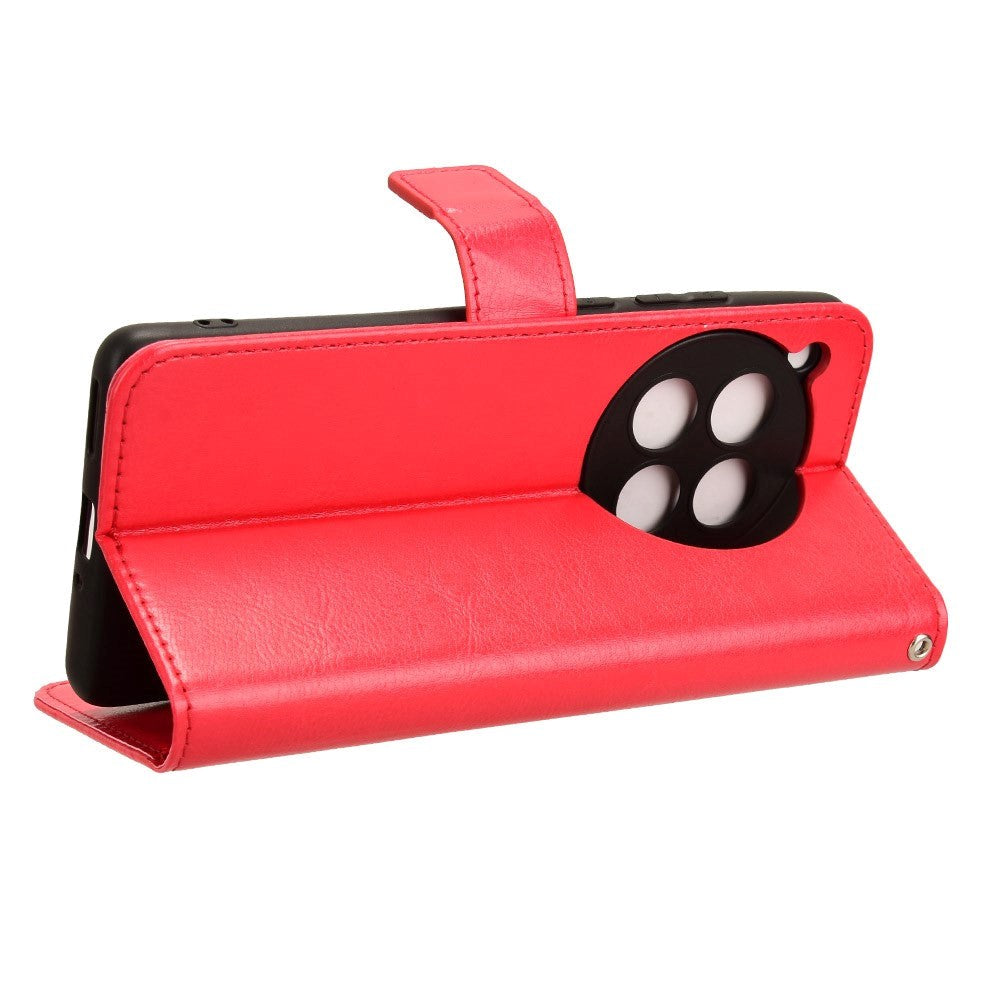 EIDERWOOD OnePlus 12R Blankt Læder Mobil Cover m. Pung & Strop - Rød