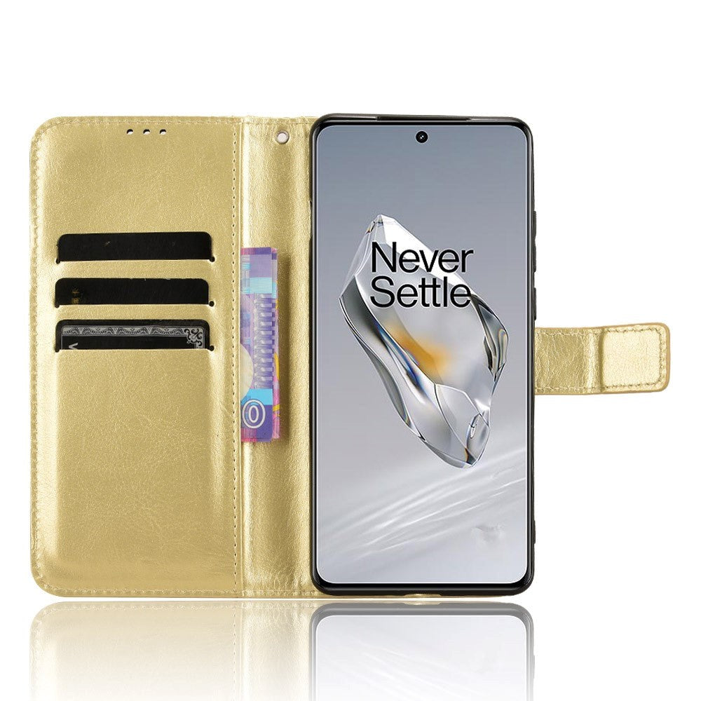 EIDERWOOD OnePlus 12R Blankt Læder Mobil Cover m. Pung & Strop - Guld