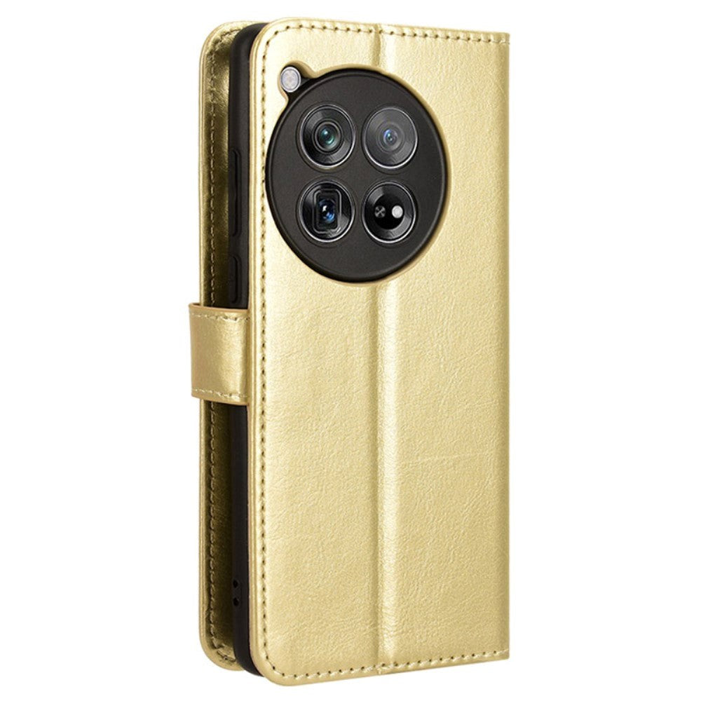 EIDERWOOD OnePlus 12R Blankt Læder Mobil Cover m. Pung & Strop - Guld