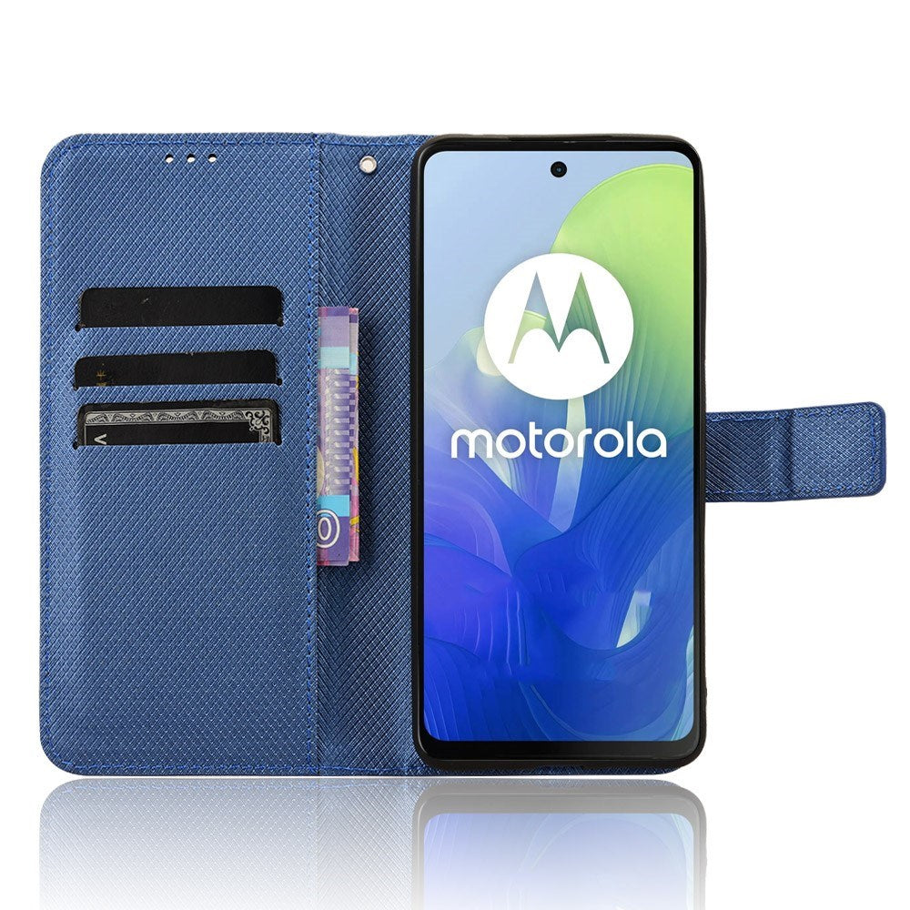 EIDERWOOD Motorola Moto G04 / G24 / G24 Power Læder Mobil Cover m. Strop & Tekstur - Blå