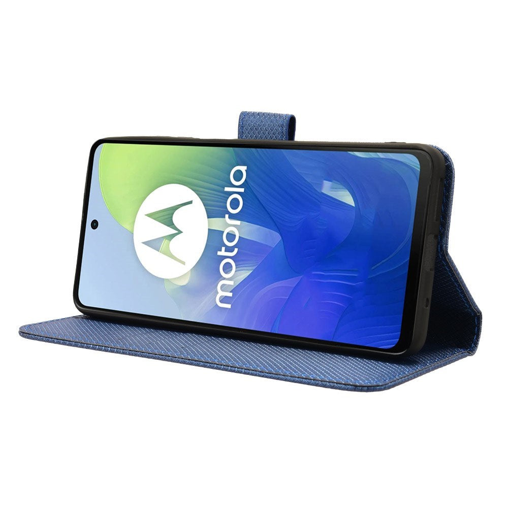 EIDERWOOD Motorola Moto G04 / G24 / G24 Power Læder Mobil Cover m. Strop & Tekstur - Blå